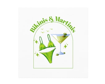 Bikinis & Martinis Cocktail Paper Beverage Napkins | Beach Bachelorette | A Tini Bit Older | Martini | Bikinis And Martinis Party Décor