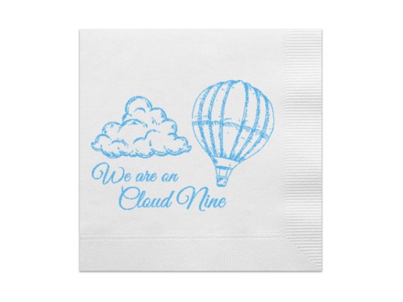 We Are On Cloud Nine Baby Shower Paper Cocktail Napkins | Cloud Nine Baby Shower | Cloud 9 | Heaven Sent Baby Shower | Boy Baby Shower
