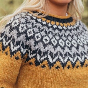 Wool Sweater Icelandic Pattern Etsy