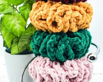 Chouchou en velours au crochet