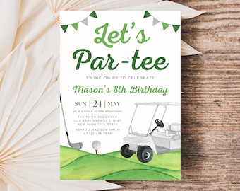 Golf Birthday Invitation, Let's Par Tee Golf Birthday Invite, Golf Birthday Party Invite Template SP009