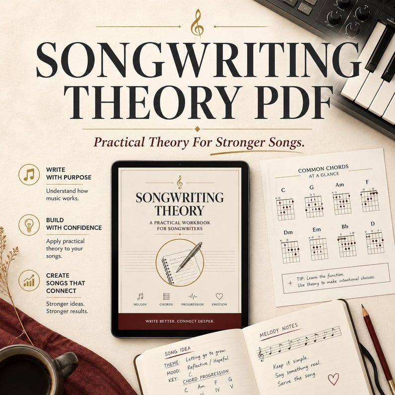 Songwriting Theory Guide PDF | 32 Pages | Chord Progressions & Bass Motion for Indie Rock image 1