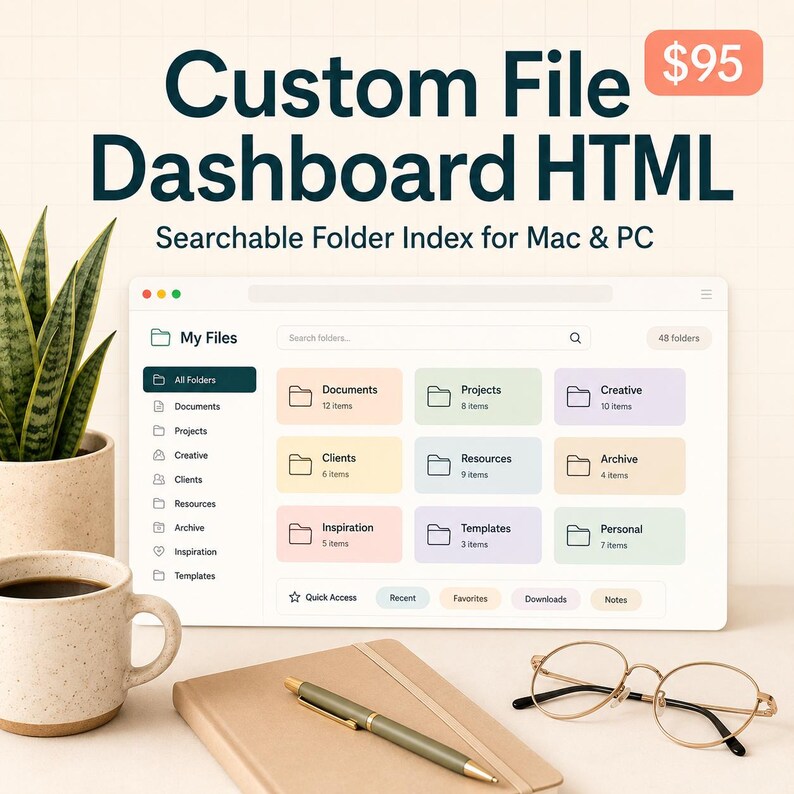 Custom Folder Index HTML | Offline Searchable File Dashboard for Mac | 3-Day Delivery image 5