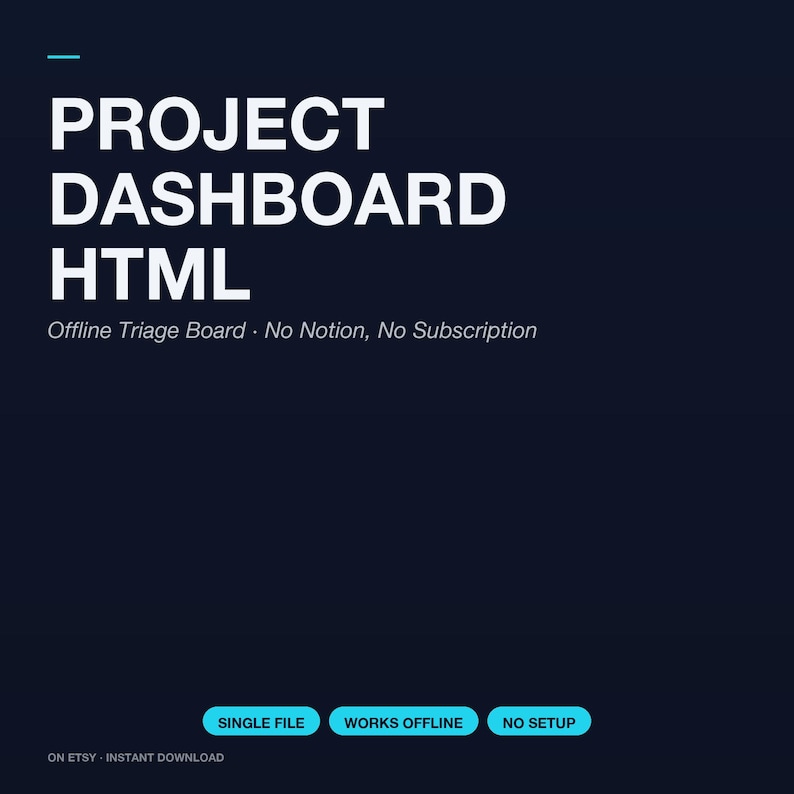 Freelancer Dashboard HTML | Offline Triage Board | No Notion, No Subscription, One File image 2
