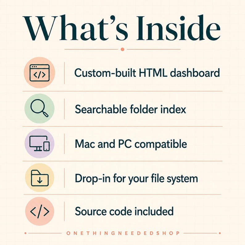 Custom Folder Index HTML | Offline Searchable File Dashboard for Mac | 3-Day Delivery image 4