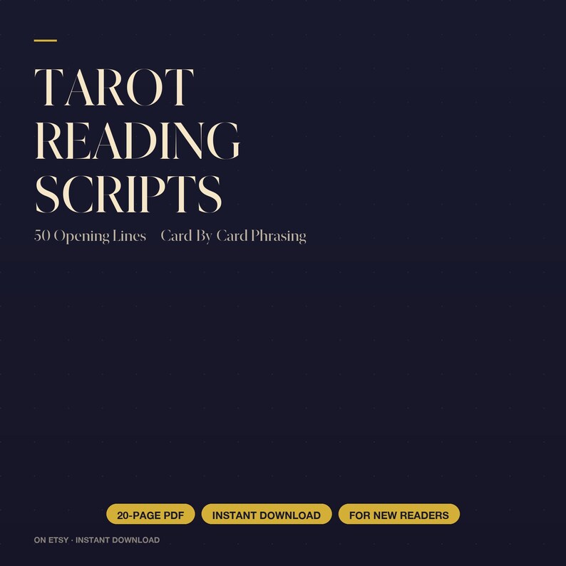 Tarot Lese pdf pdf | 50 öffnende Zeilen & Karte-für-Karte Phrasierung für neue Leser | 10-Kapitel-Handbuch Bild 1