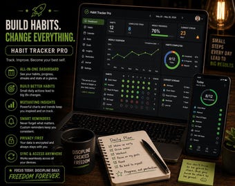 Habit Tracker Pro | Daily Habit Dashboard Notion Template | Streak Analytics