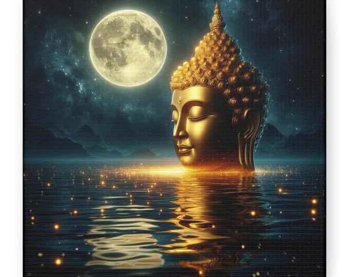 Golden Buddha Canvas Print: Spiritual Zen Wall Art