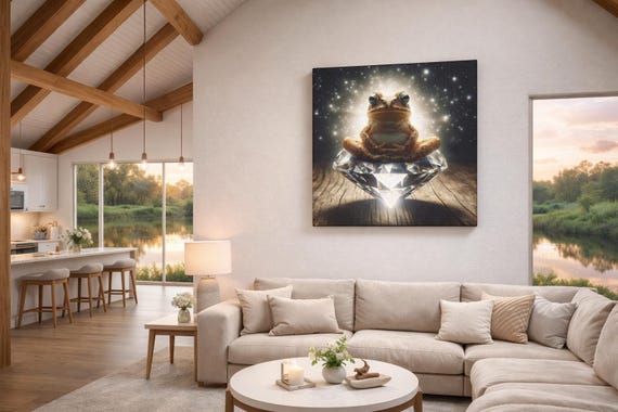 Spiritual Bufo Frog on Crystal Canvas Art - Symbol of Transformation and Enlightenment #PemaVajraDesigns