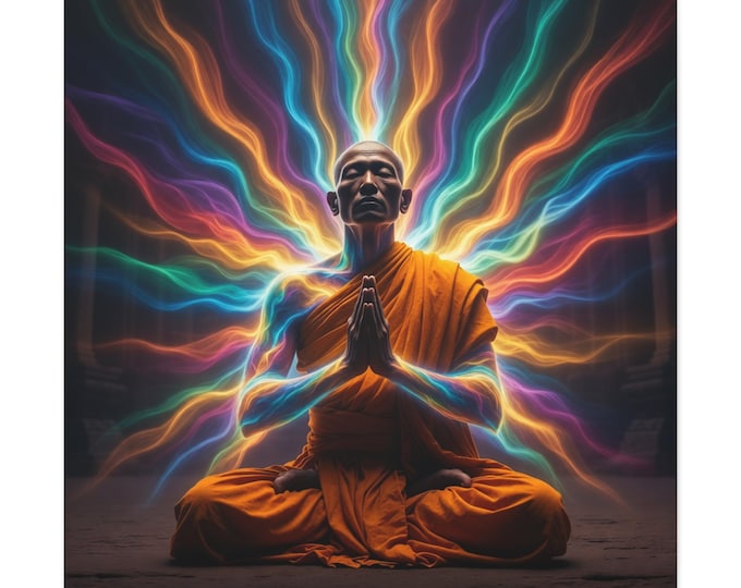 Rainbow Body Awakening: Dzogchen Meditation Wall Art, Spiritual Awakening Canvas, Sacred Buddhist Artwork