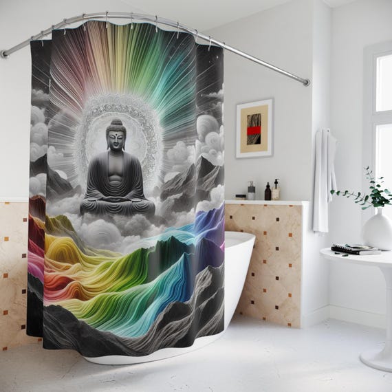 Buddha Shower Curtain | Spiritual Home Decor, Sacred Geometry