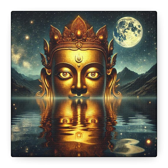 Golden Buddha Canvas Print: Sacred Enlightenment Wall Art