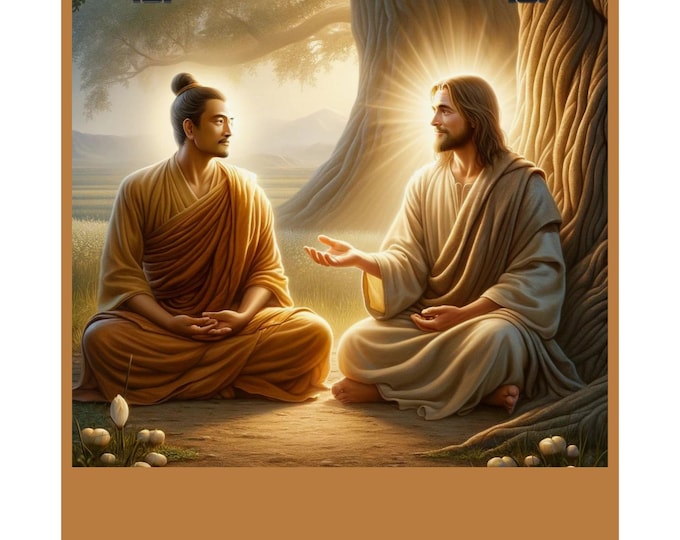 Transcendence Buddha and Christ Fusion Poster, Matte Vertical Spiritual Wall Art