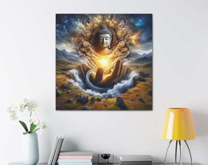 Buddha's Awakening: Canvas Art - Capturing Enlightenment's Radiance - Spiritual Decor for Home & Office - Transcendental Serenity