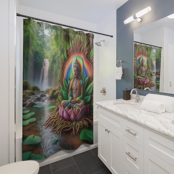 Zen Buddha Shower Curtain | Sacred Geometry Spiritual Decor