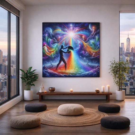 Rainbow Purge: Ayahuasca Illumination Canvas Gallery Wraps