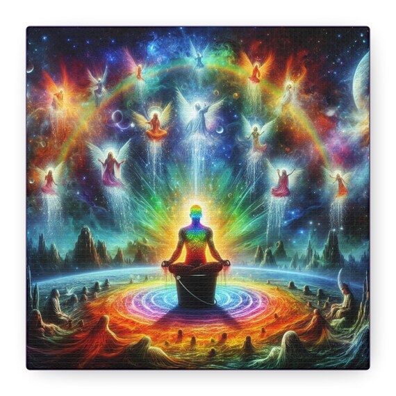Rainbow Purge: Ayahuasca Illumination Canvas Gallery Wraps, Art Piece, Purification, Revelation
