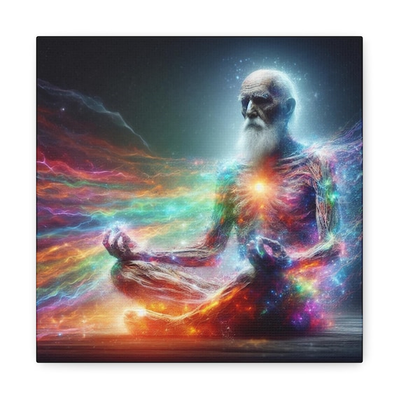 Rainbow Body Canvas Art: Mystical Meditation Print