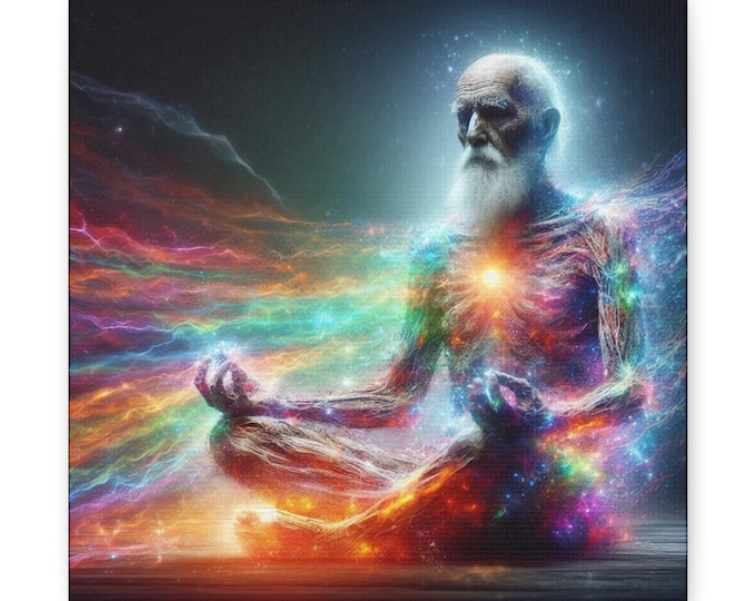 Rainbow Body Canvas Art: Mystical Meditation Print