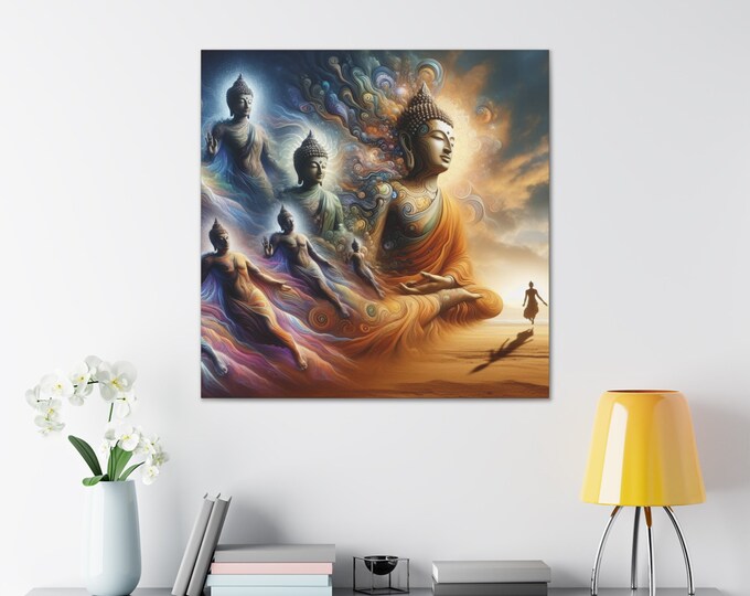 Buddha's Awakening: Canvas Art - Capturing Enlightenment's Radiance - Spiritual Decor for Home & Office - Transcendental Serenity