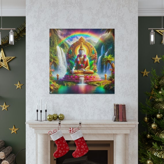 Ayahuasca Inspired Enlightened Buddha Canvas Art: Spiritual Home Decor