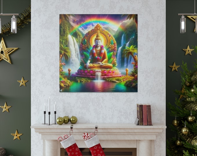 Ayahuasca Inspired Enlightened Buddha Canvas Art: Spiritual Home Decor