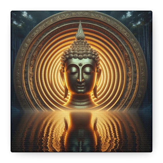 Golden Buddha Canvas Print: Spiritual Zen Wall Art