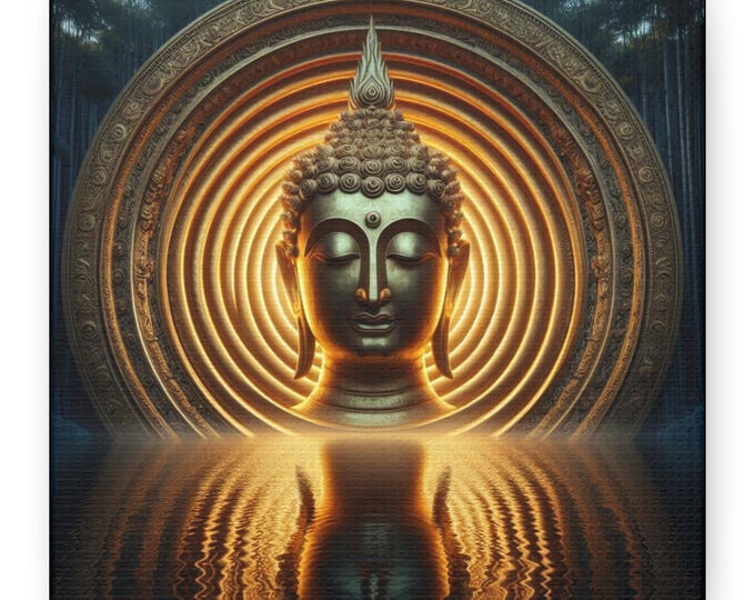 Golden Buddha Canvas Print: Spiritual Zen Wall Art