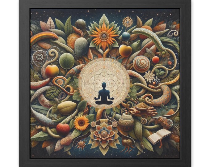 Ayahuasca Mandala Framed Print: Visionary Art, Jungle, Meditation