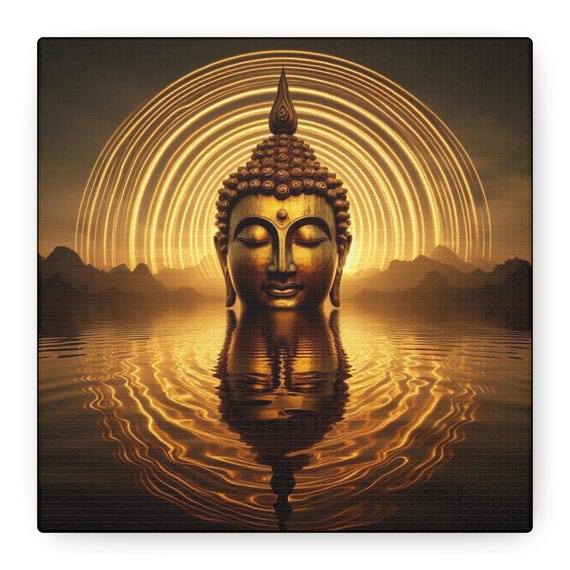 Golden Buddha Canvas Print: Spiritual Zen Wall Art