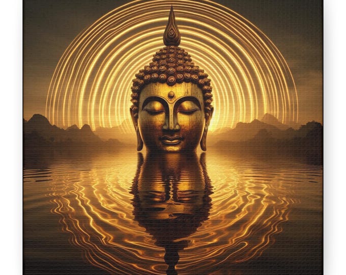 Golden Buddha Canvas Print: Spiritual Zen Wall Art