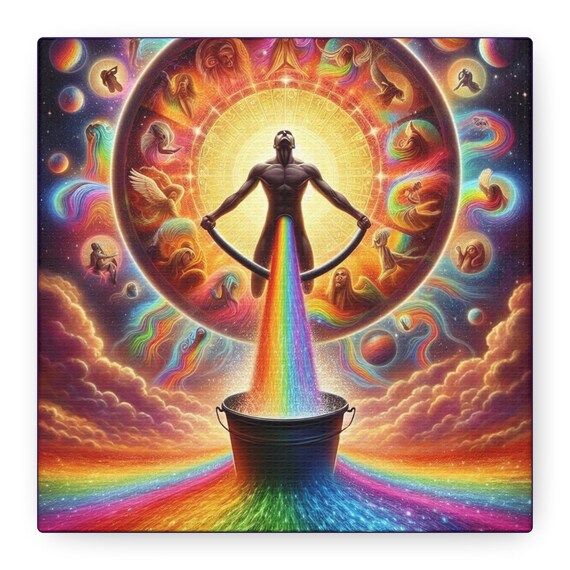 Rainbow Purge: Ayahuasca Illumination Canvas Gallery Wraps, Enlightenment Realization