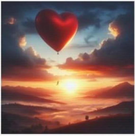 Heart Balloon Sunset Canvas
