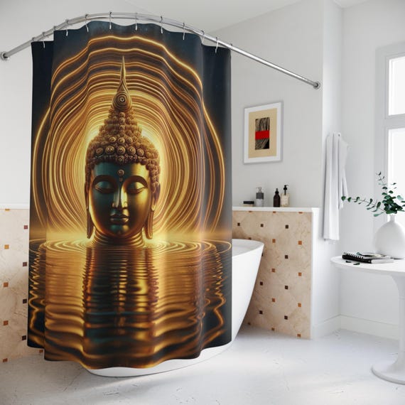 Meditative Buddha Shower Curtain | Spiritual Home Decor