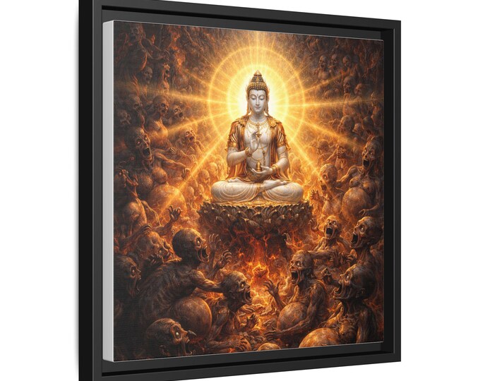 Compassion in the Hungry Ghost Realm, Radiant Buddha Meditation Canvas Framed | Matte Multi-Color Wall Art