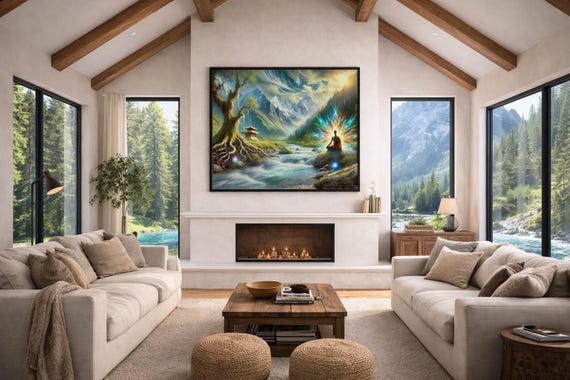 Drala: Where Form Reveals the Formless Aluminum Composite Panel | Mountain River Zen Artwork