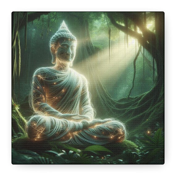 Radiant Buddha Canvas Art, Spiritual Awakening, Meditation Decor