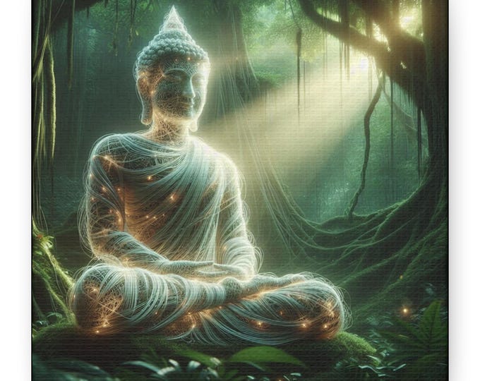 Radiant Buddha Canvas Art, Spiritual Awakening, Meditation Decor