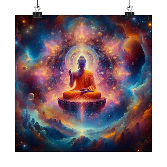 Matte Poster Heart Work:  Primordial Space Buddha, Infinite Cosmos of Awakening