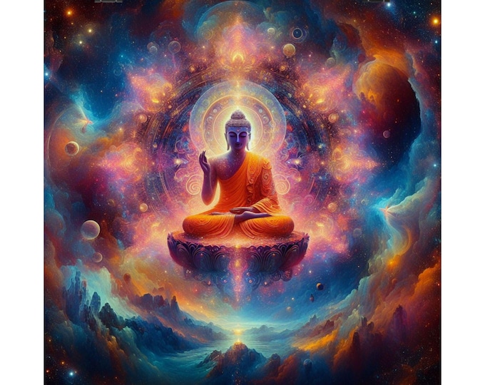 Matte Poster Heart Work:  Primordial Space Buddha, Infinite Cosmos of Awakening