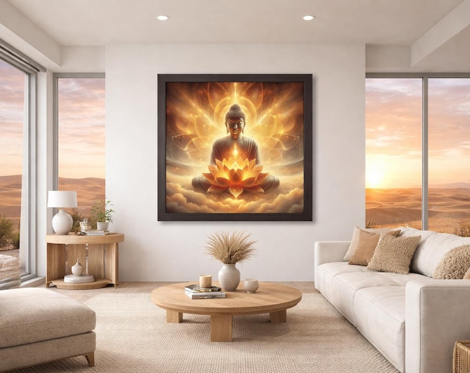 Framed Heart Work:  Golden Lotus Buddha, Radiance of Inner Light