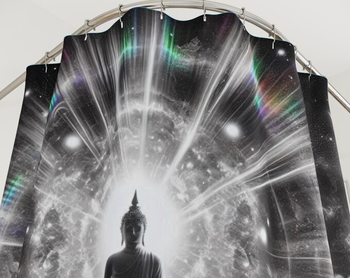 Spiritual Buddha Shower Curtain | Sacred Geometry Home Decor
