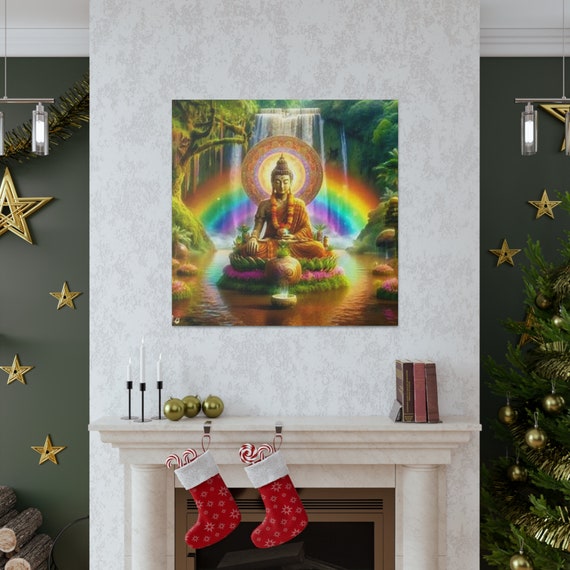 Ayahuasca Inspired Enlightened Buddha Canvas Art: Spiritual Home Decor