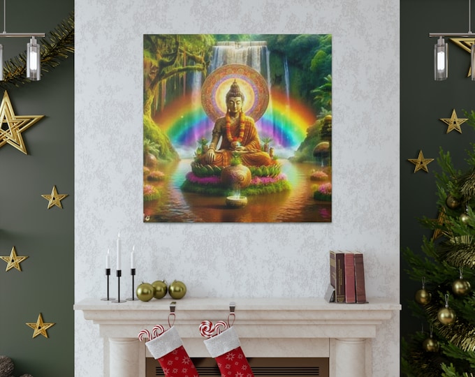 Ayahuasca Inspired Enlightened Buddha Canvas Art: Spiritual Home Decor