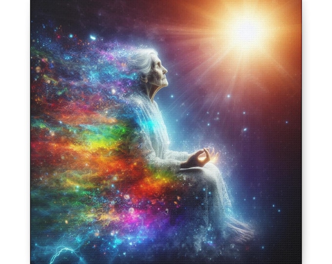 Rainbow Body Canvas Art: Mystical Meditation, Cosmic Energy