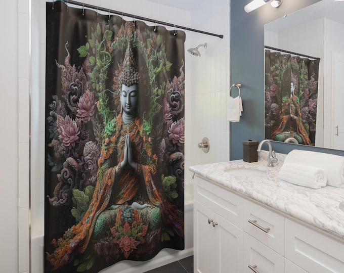 Buddha Shower Curtain | Sacred Geometry, Spiritual Decor
