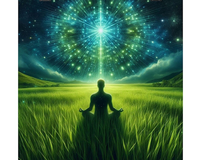 Matte Poster Heart Work:  Meditation in Green Field, Cosmic Mandala of Nature