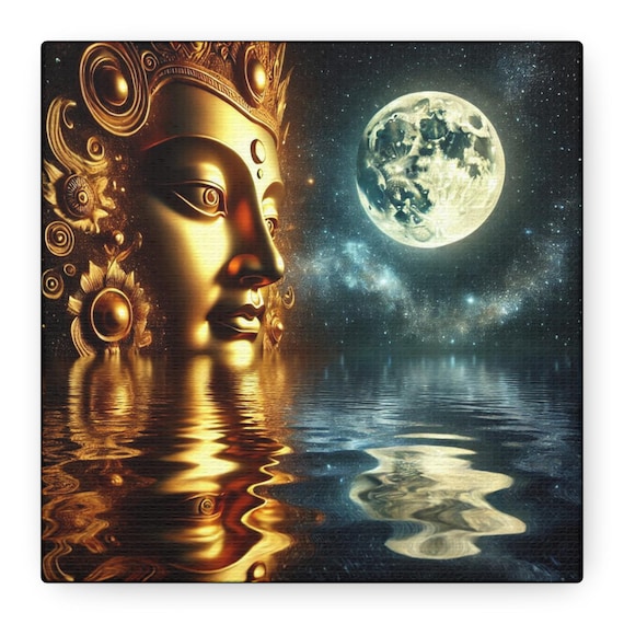 Golden Buddha Canvas Art: Spiritual Zen Decor