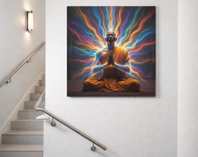 Rainbow Body Awakening: Dzogchen Meditation Wall Art, Spiritual Awakening Canvas, Sacred Buddhist Artwork