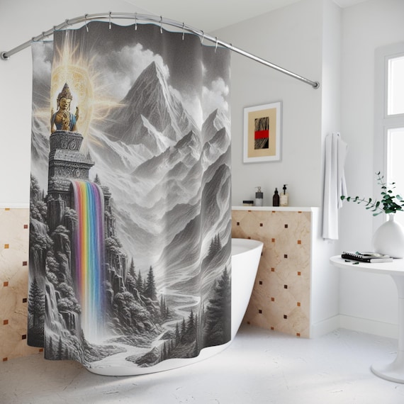 Spiritual Buddha Shower Curtain | Sacred Geometry Bathroom Decor